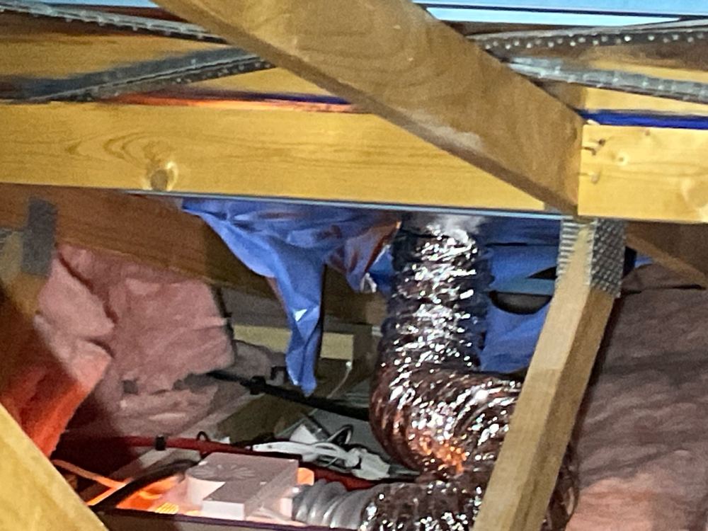 Roof penetration left without proper flashing to seal it, Werribee