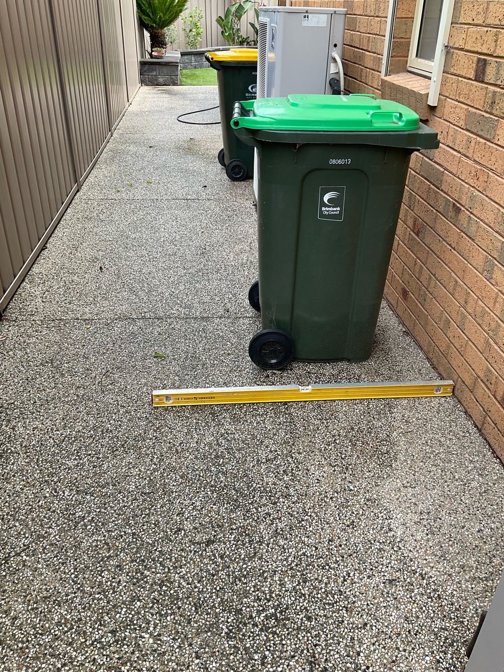 Side path measured falling toward the slab edge, Sunshine North, Werribee